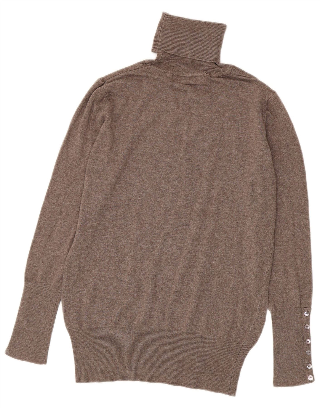 Zara Dame Roll Neck Jumper Sweater UK 14 Large Brown Rayon