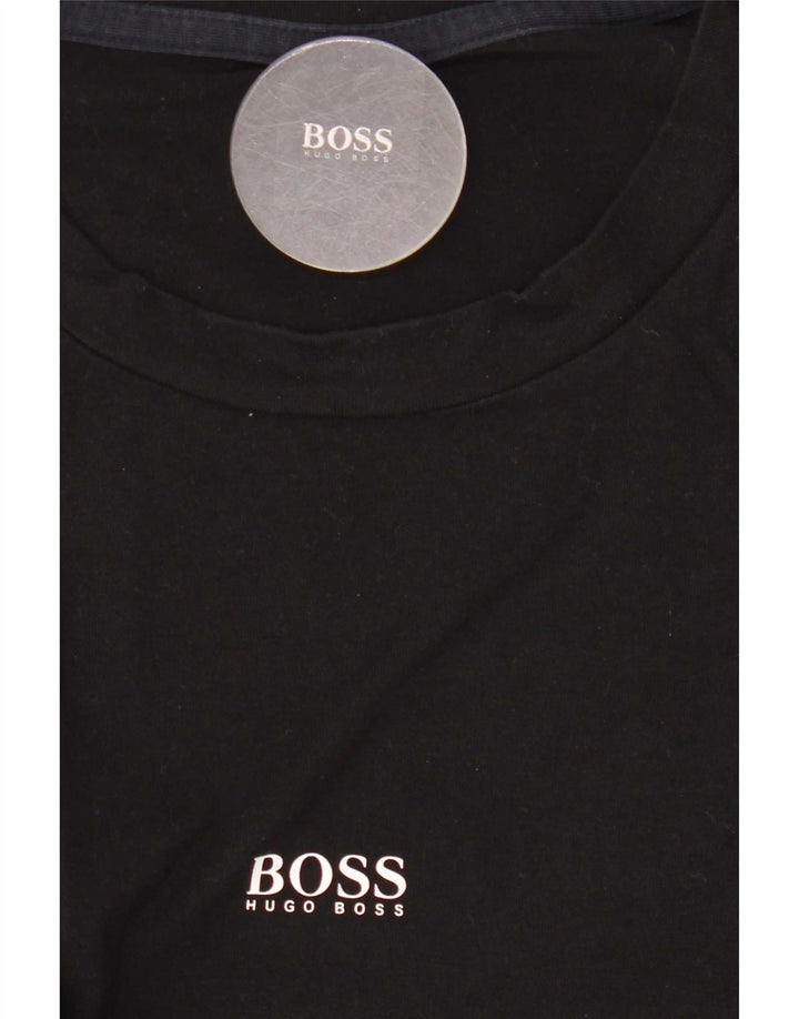Hugo Boss Mens Top Manga Longa Médio Algodão Preto