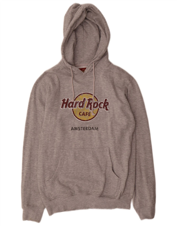 Felpa con cappuccio grafica da uomo Hard Rock Cafe Amsterdam, grande poliestere grigio