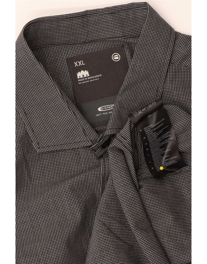 Camicia da uomo G-Star 2XL in cotone a quadretti grigio
