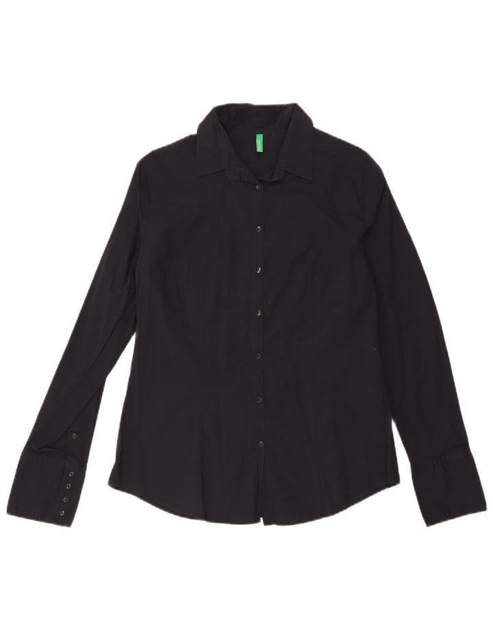 Benetton Womens Shirt UK 16 Large Black Cotton