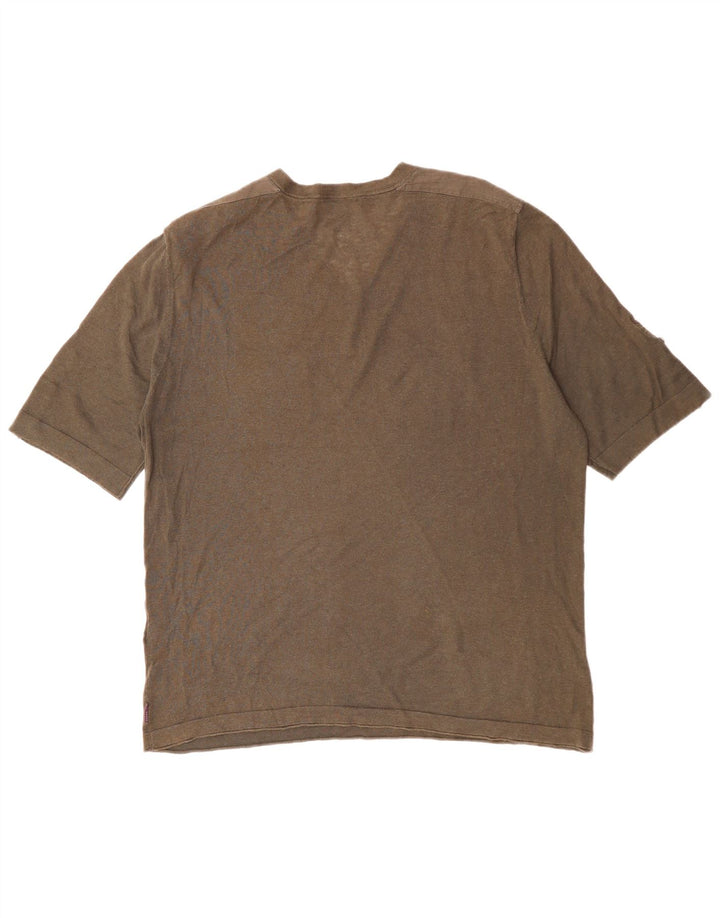 TED BAKER Mens T-Shirt Top Size 6 2XL Khaki Cotton