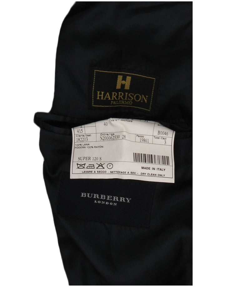 Burberry Herre 3-knaps blazerjakke IT 54 Stor marineblå uld