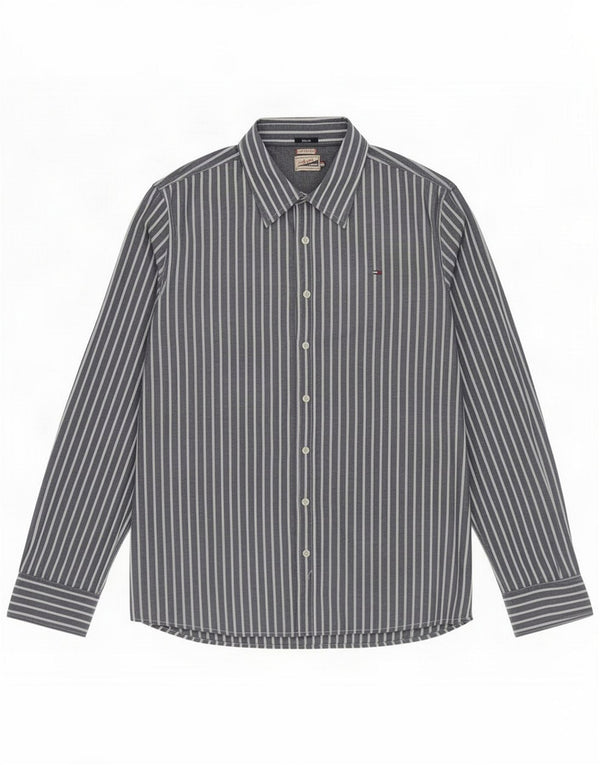 Tommy Hilfiger Mens Slim Fit Shirt 2XL Grey Pinstripe Cotton