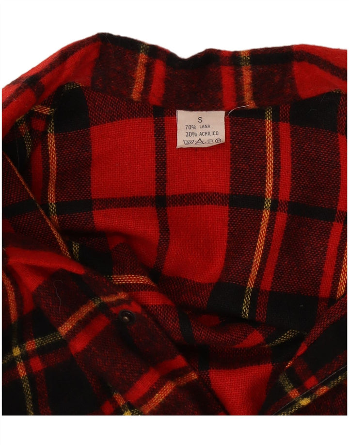 Vintage Mens Flannel Shirt Small Red Check Wool
