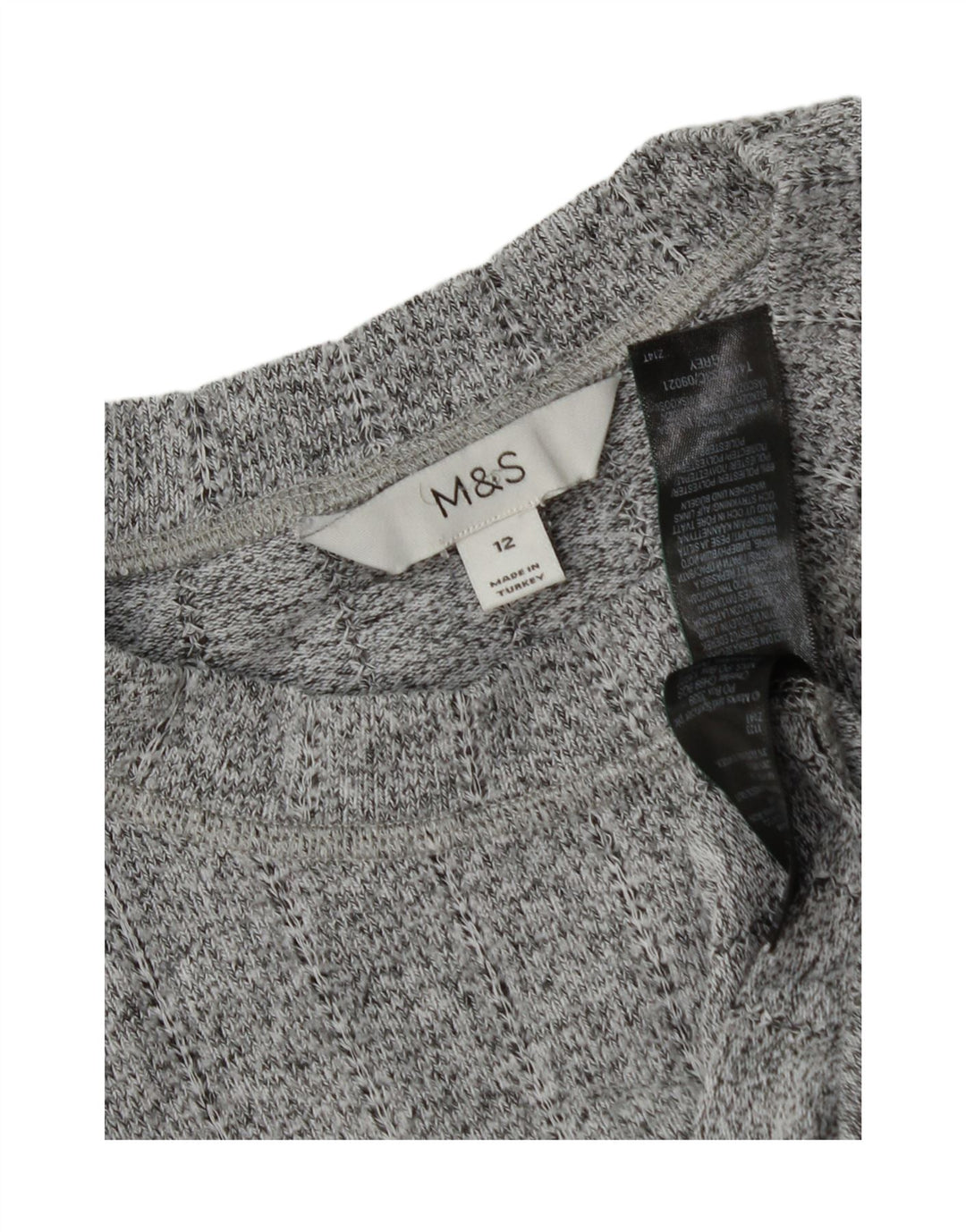 MARKS & SPENCER Womens Crew Neck Jumper Sweater UK 12 Medium Grey Flecked Vintage Marks & Spencer and Second-Hand Marks & Spencer from Messina Hembry 