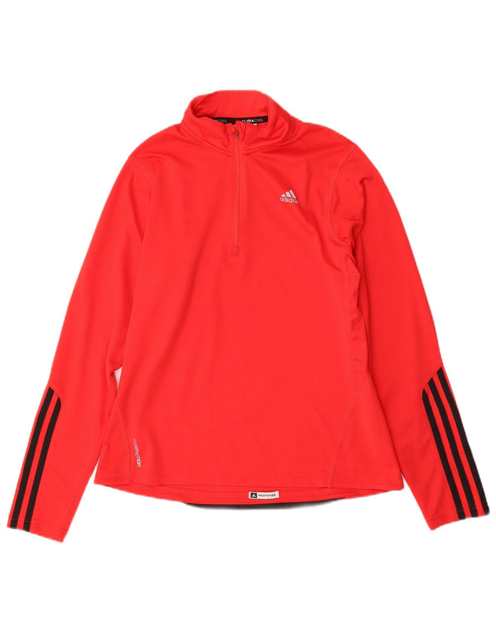 Top de trening Adidas Climacool, cu fermoar și gât, pentru femei, UK 14, roșu mediu