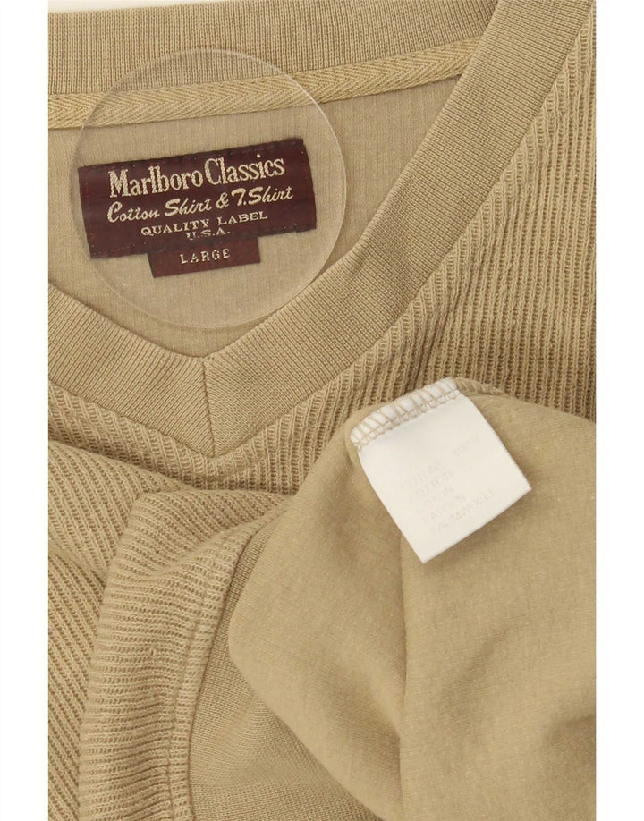 Marlboro Classics Mens Top Long Sleeve Large Khaki Cotton