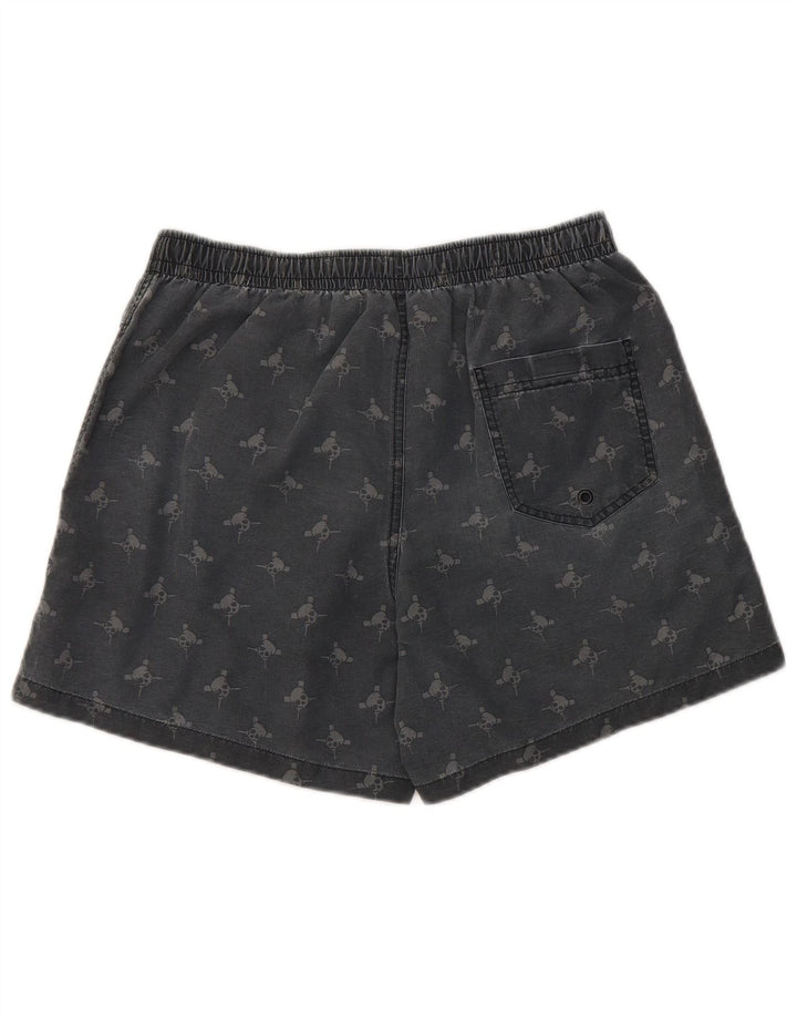 Zara Mens Abstract Pattern Swimming Shorts Medium Grey Nylon