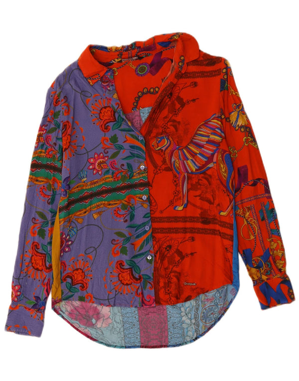 Desigual Womens Graphic Oversized Shirt Blouse UK 6 XS Multicoloured Floral