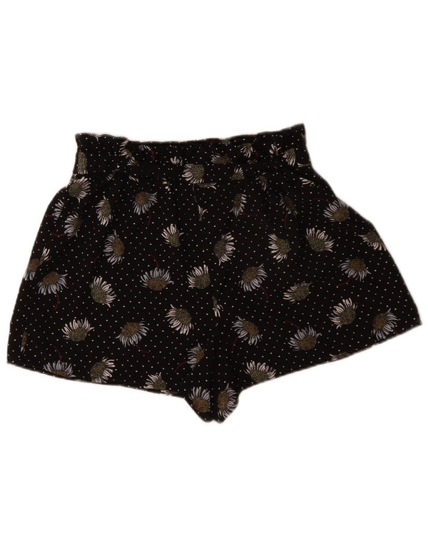 Topshop Damen Freizeitshorts UK 10 Small W26 Schwarz geblümtes Polyester