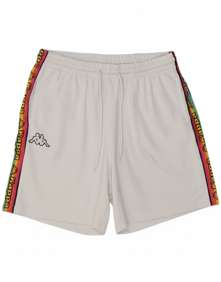 KAPPA Mens Graphic Sport Shorts Large  White Cotton