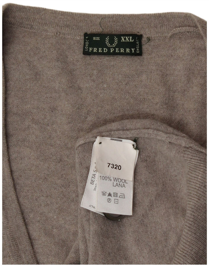 Fred Perry Womens Cardigan Sweater UK 20 2XL Grey Wool