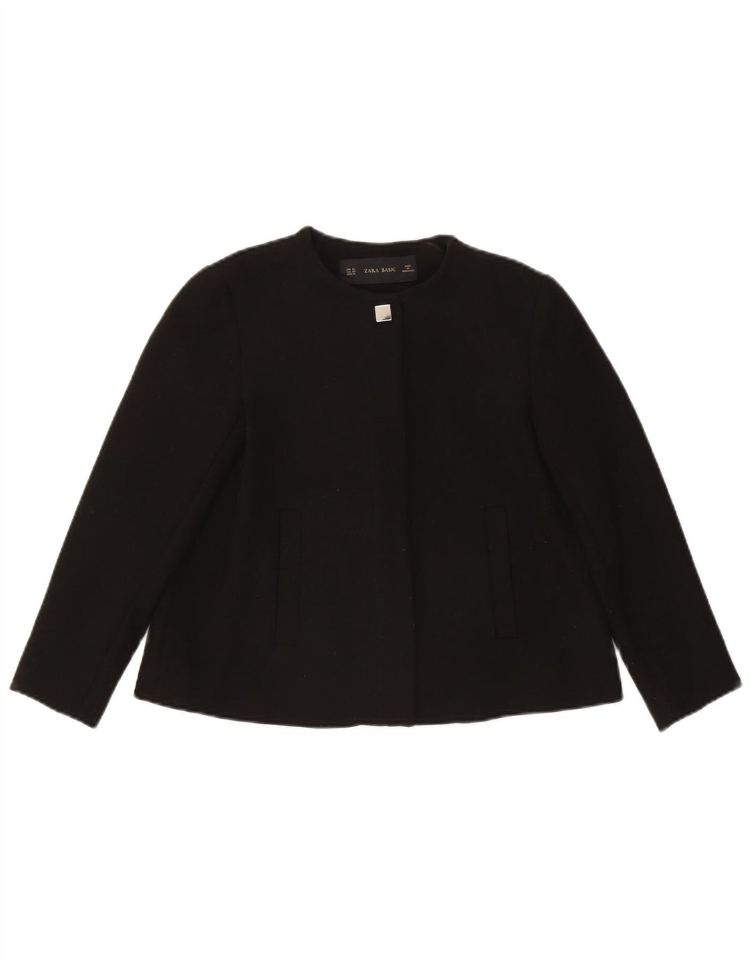 Zara Womens Crop 1-knap blazerjakke UK 6 XS Black Acetate