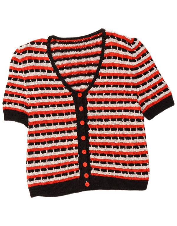 Vintage Damen Cardigan Pullover UK 14 Medium Bunt gestreift