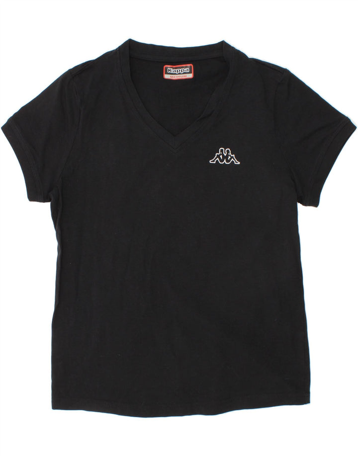 KAPPA Womens T-Shirt Top UK 12 Medium Black Cotton Vintage Kappa and Second-Hand Kappa from Messina Hembry 