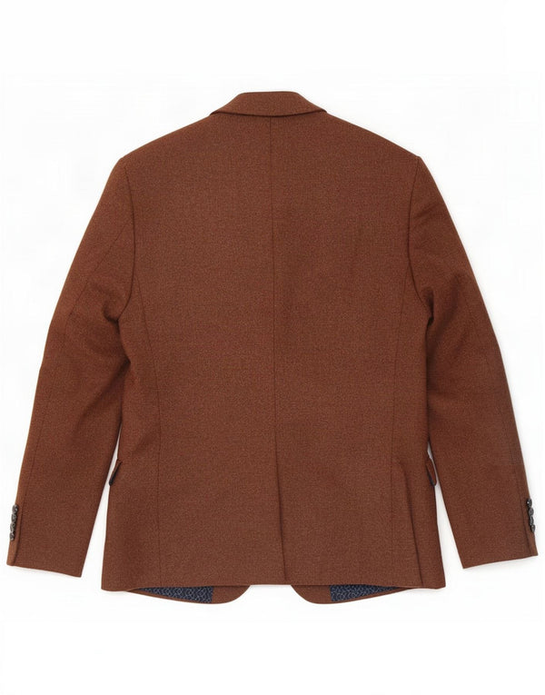 Red Herring Herre Short 2 Button Blazer Jacket UK 40 Large Brown Polyester