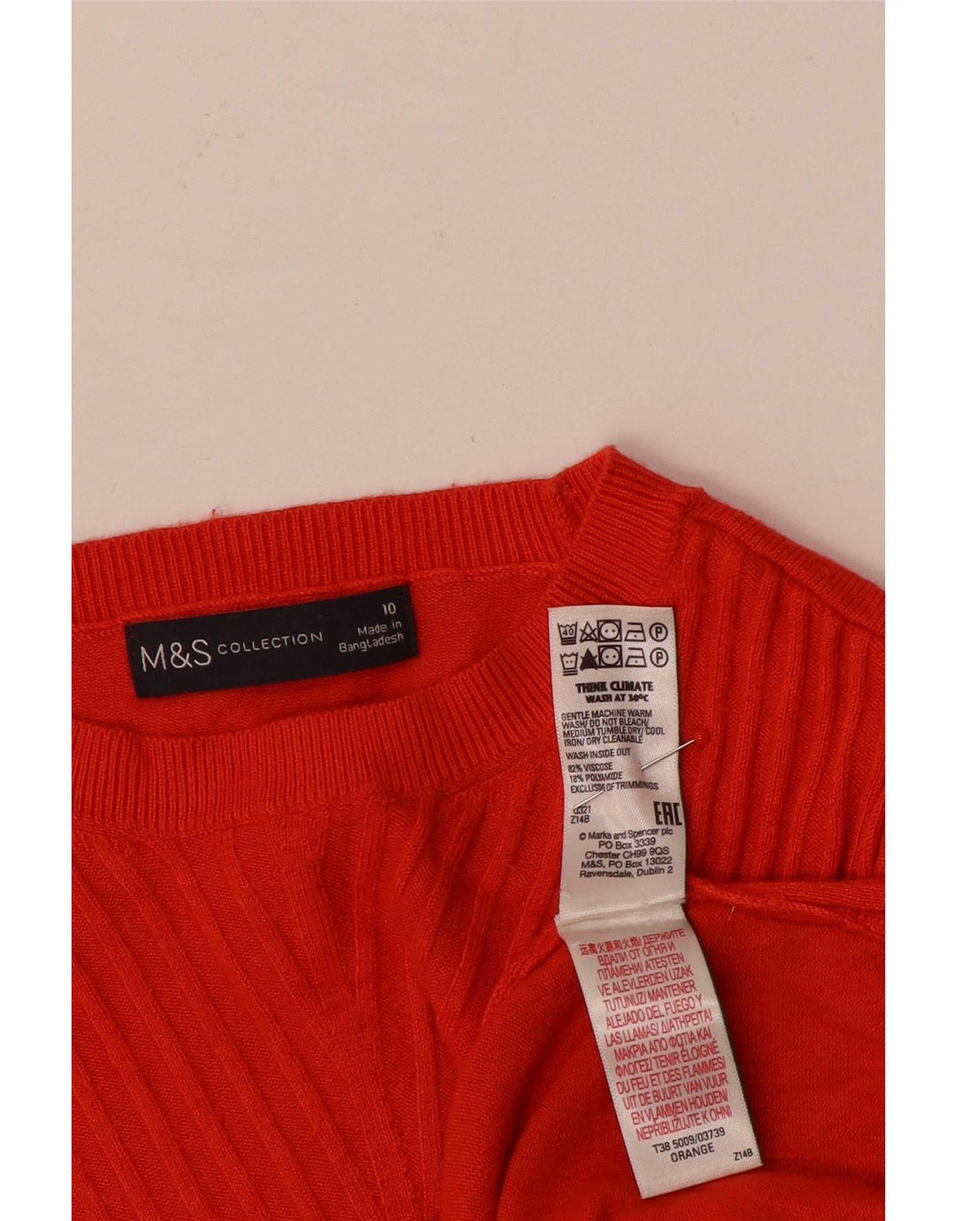 Marks & Spencer Womens Boat Neck Jumper Sweater UK 10 Small Orange