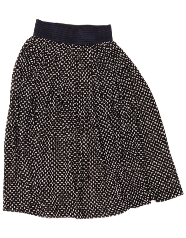 Vintage Womens High Waist A-Line Skirt W26 Small Navy Blue Floral