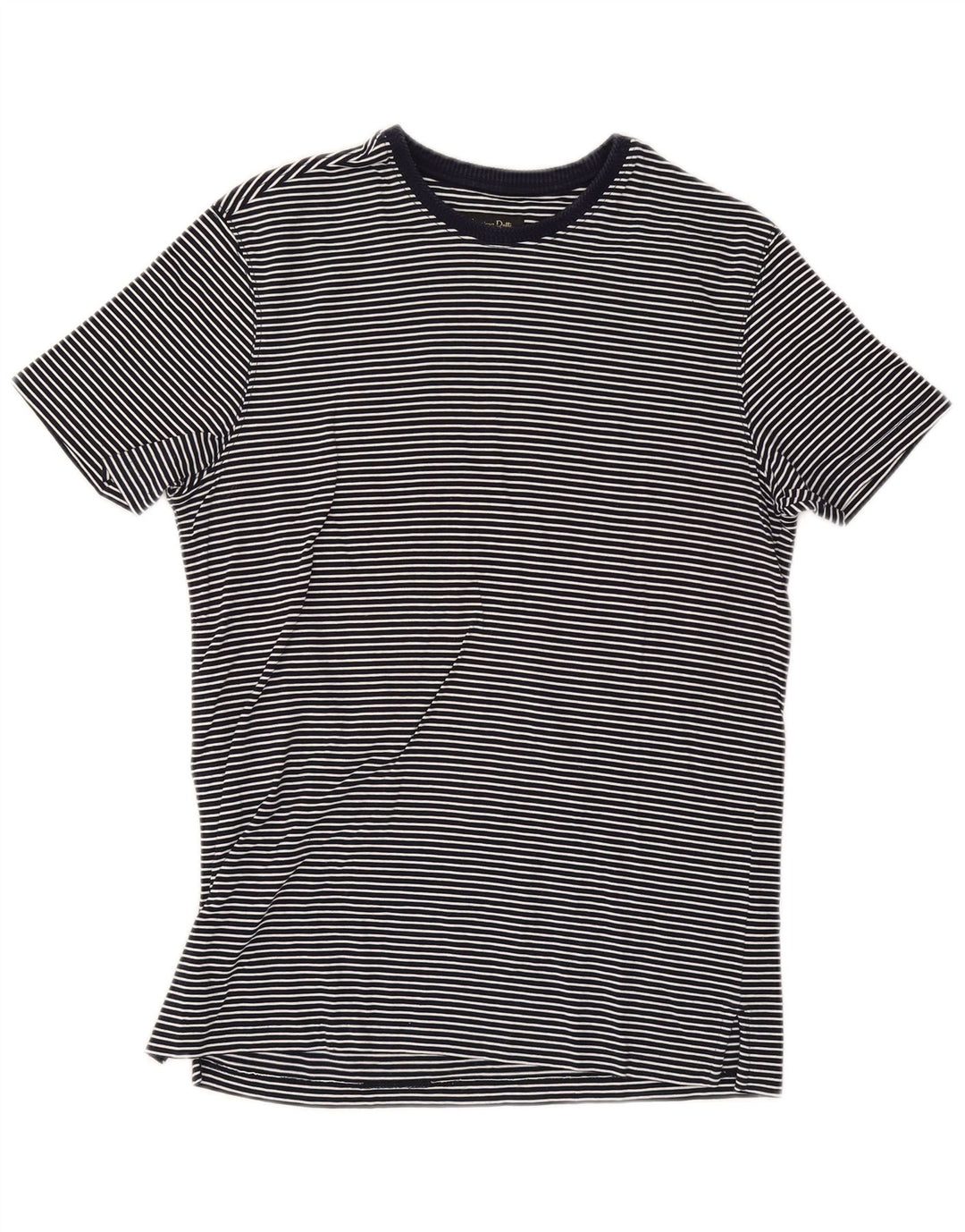 Massimo Dutti Herren T-Shirt Top Medium Marineblau Nadelstreifen