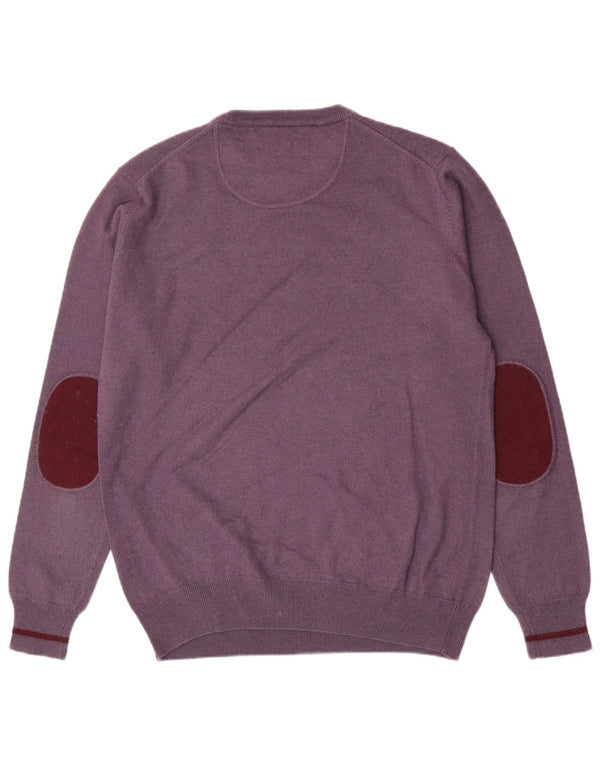 Harmont & Blaine Mens Crew Neck Jumper Sweater Medium Purple Wool