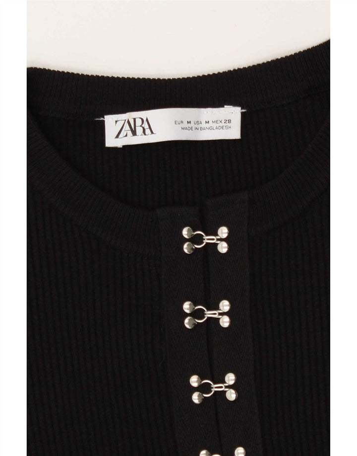 Zara Womens Long Sleeve Cardigan Top UK 12 Medium Black