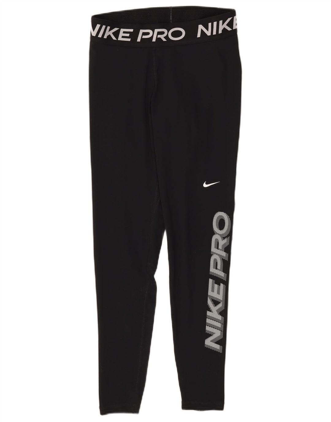 Nike Womens Dri Fit Graphic Leggings UK 12 Medium Black Polyester