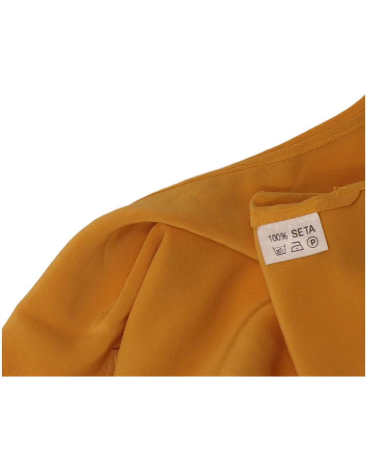 Vintage Womens Sleeveless Crop Top UK 12 Medium Yellow Silk