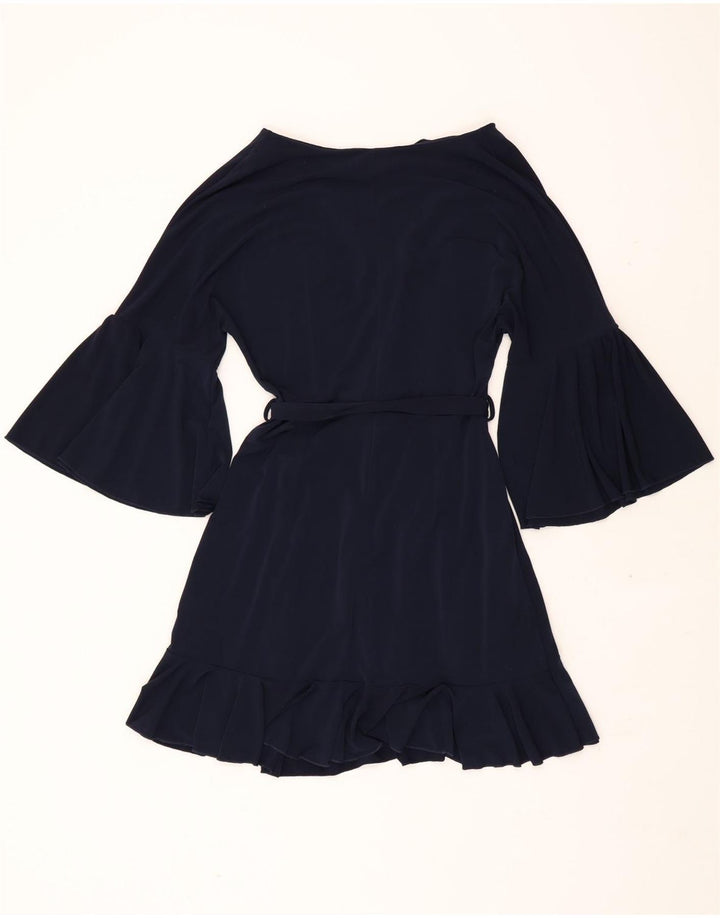 FRENCH CONNECTION Womens 3/4 Sleeve Wrap Dress UK 12 Medium Navy Blue Vintage French Connection and Second-Hand French Connection from Messina Hembry 