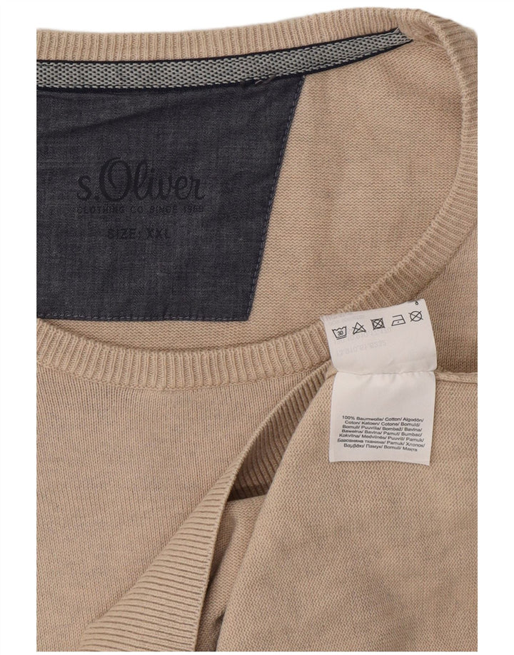 S.OLIVER Suéter masculino com gola redonda 2XL algodão bege