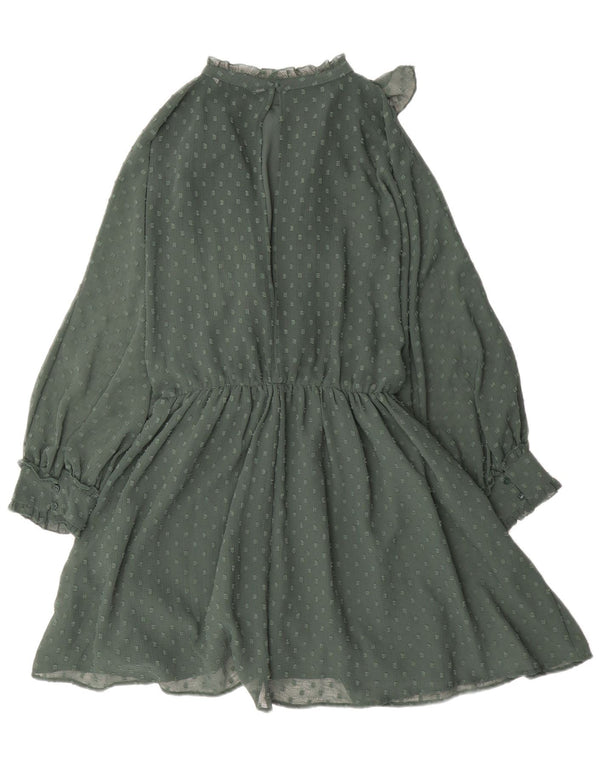 Abito a trapezio frontale con volant sul davanti da donna Zara UK 14 Verde medio
