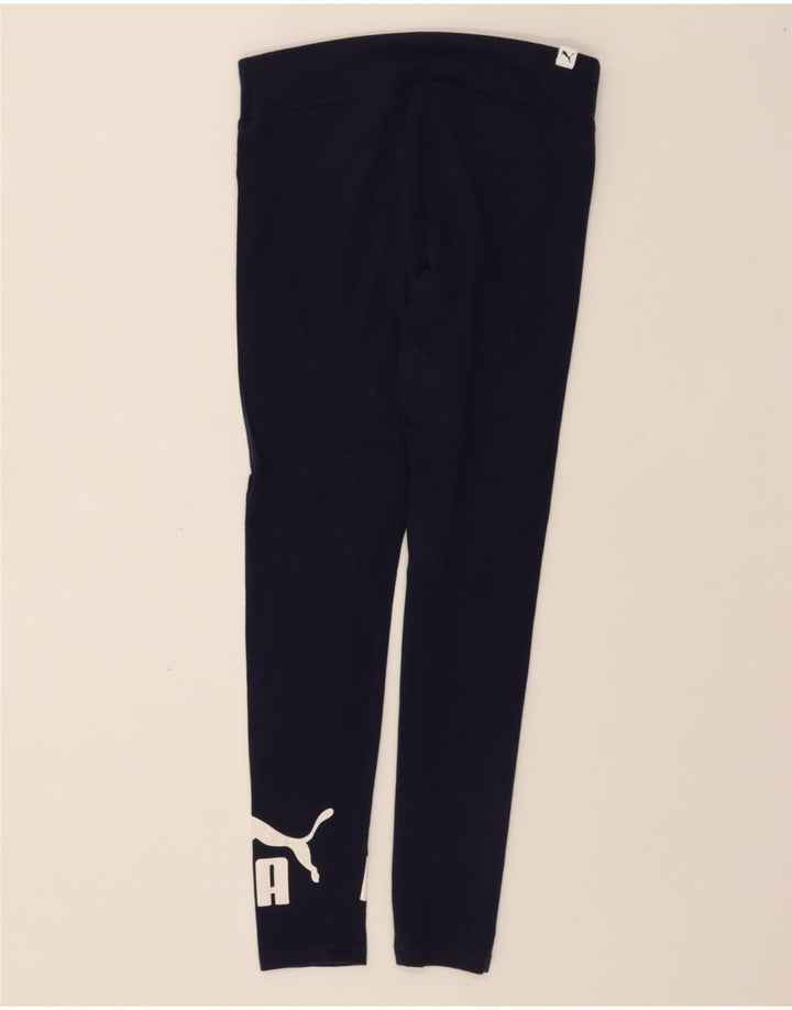 PUMA Womens Graphic Leggings UK 14 Medium Navy Blue Cotton Vintage Puma and Second-Hand Puma from Messina Hembry 