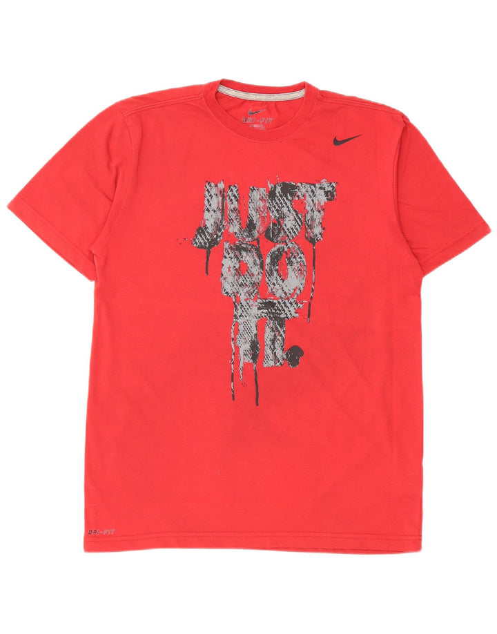 NIKE Mens Dri Fit Graphic T-Shirt Top Medium Red Cotton