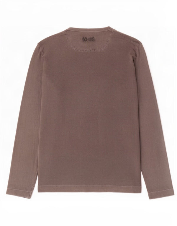 Diesel Top grafico da uomo a maniche lunghe in cotone grigio grande