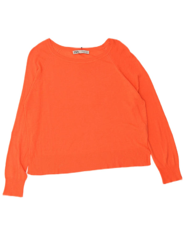 Damski sweter oversize z dekoltem w łódkę Zara UK 10 Small Orange Wiskoza
