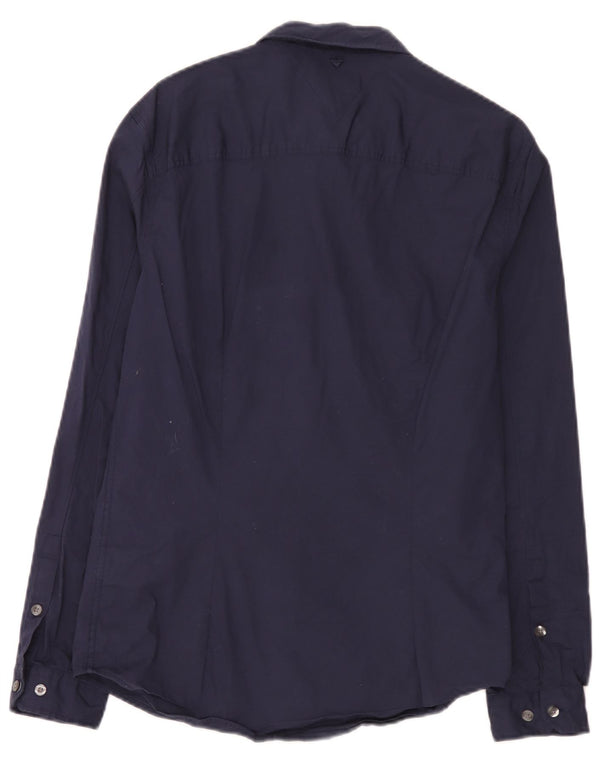 Tommy Hilfiger Camisa ajustada de hombre de algodón azul marino medio