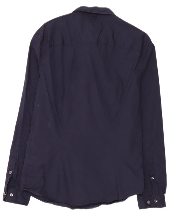 Tommy Hilfiger Mens Slim Shirt Medium Navy Blue Cotton