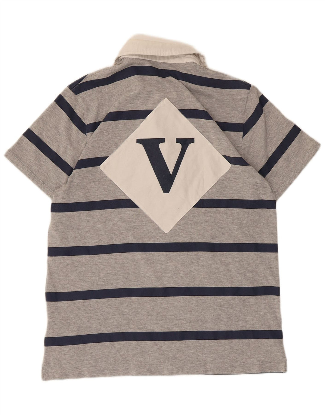 Polo da rugby grafica da uomo Adidas in poliestere a righe grigio medio