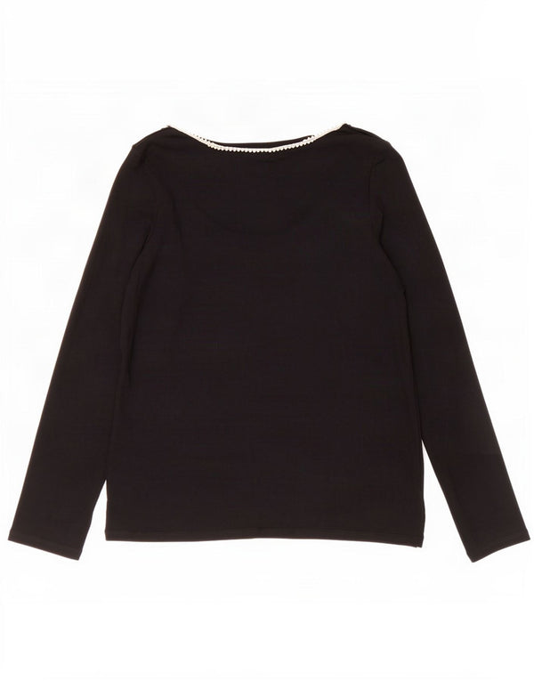 Zara Damen Top Langarm UK 14 Große schwarze Viskose