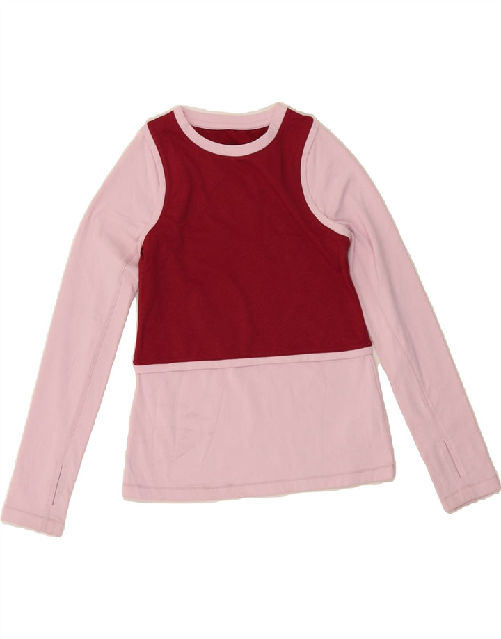 NIKE Girls Top Long Sleeve 10-11 Years Medium Pink Colourblock Polyester Vintage Nike and Second-Hand Nike from Messina Hembry 