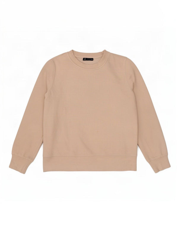 Felpa oversize da donna Zara UK 10 piccola in cotone beige