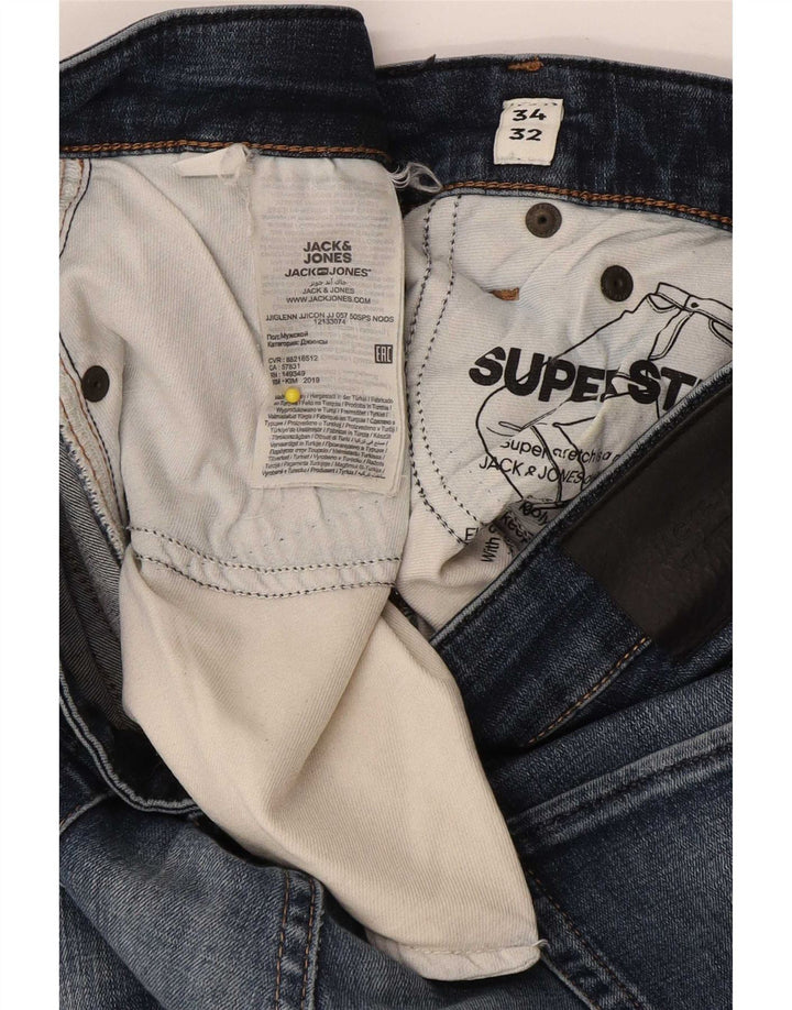Jack & Jones Mens GLENN Slim Jeans W34 L32 Blue Cotton
