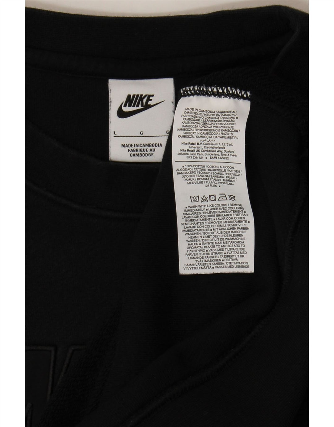 NIKE Mens Graphic Sweatshirt Jumper Large Navy Blue Cotton Vintage Nike and Second-Hand Nike from Messina Hembry 
