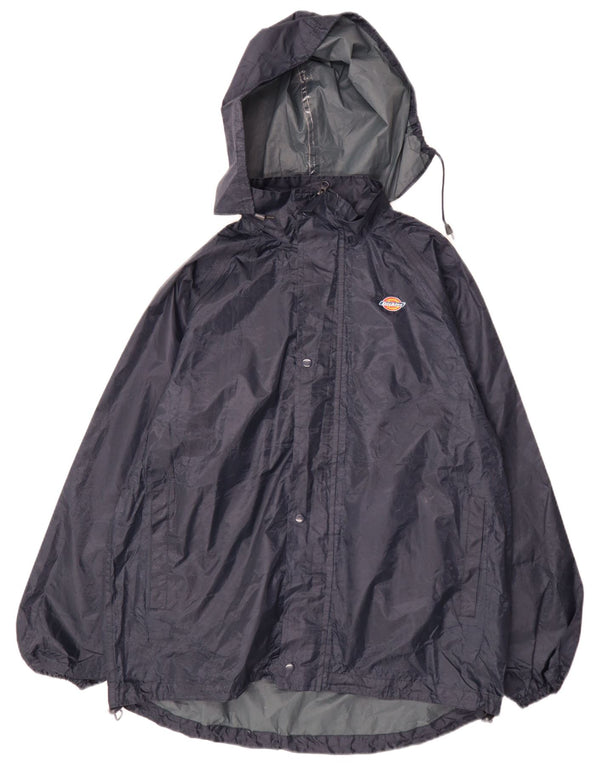 Dickies Mens Hooded Rain Jacket UK 38 Medium Navy Blue Polyester