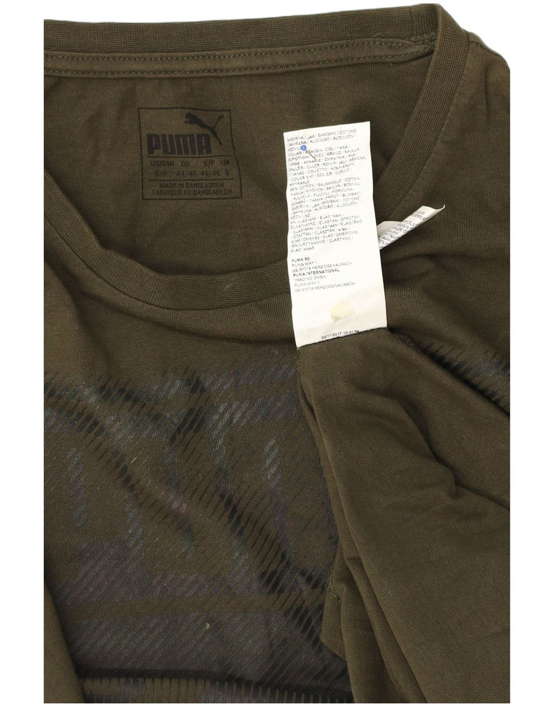 PUMA Mens Graphic T-Shirt Top Small Green Cotton