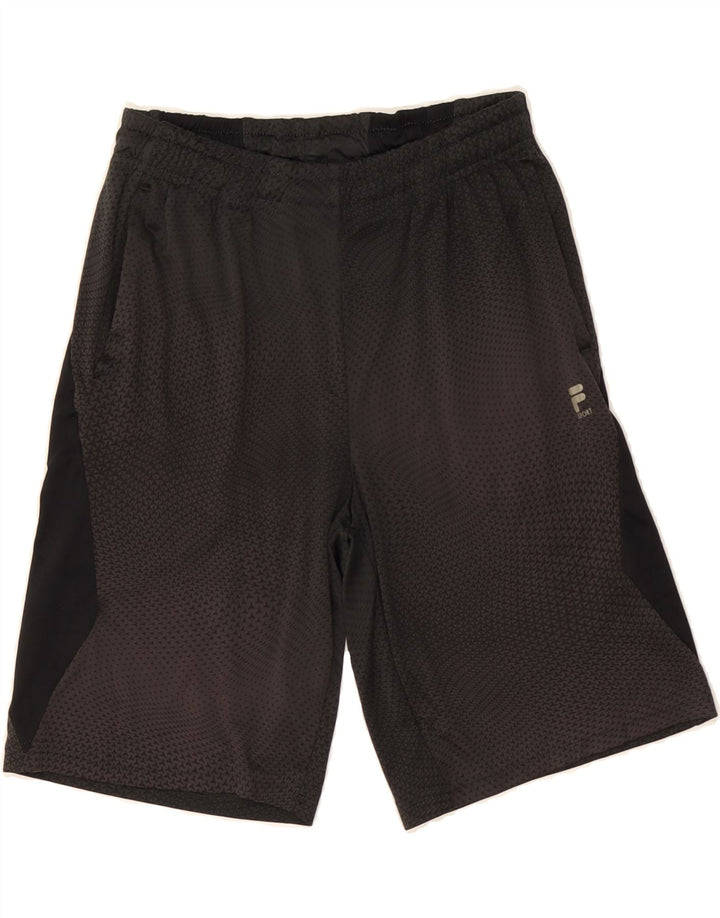FILA Boys Sport Shorts 9-10 Years Medium Black Geometric Polyester Vintage Fila and Second-Hand Fila from Messina Hembry 