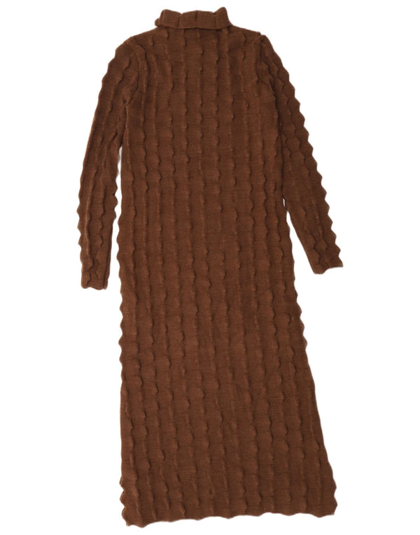 Zara Womens Long Sleeve Jumper Dress UK 10 Small Brown Acrylic