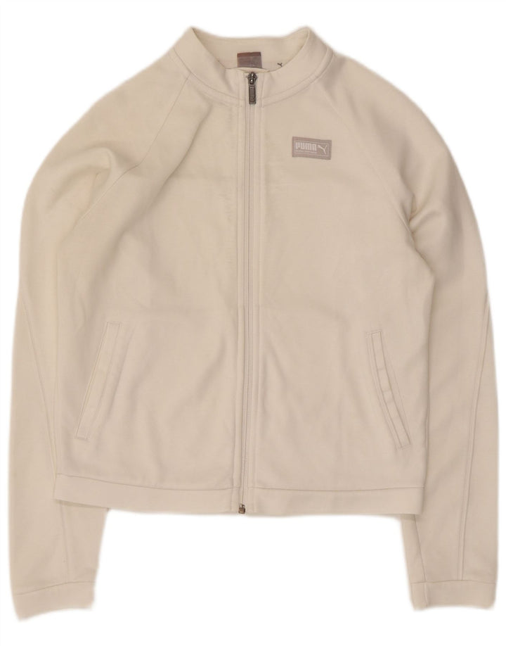Puma Womens Crop Oversized Trainingsanzug Top Jacke UK 10 Small Weiß Polyester