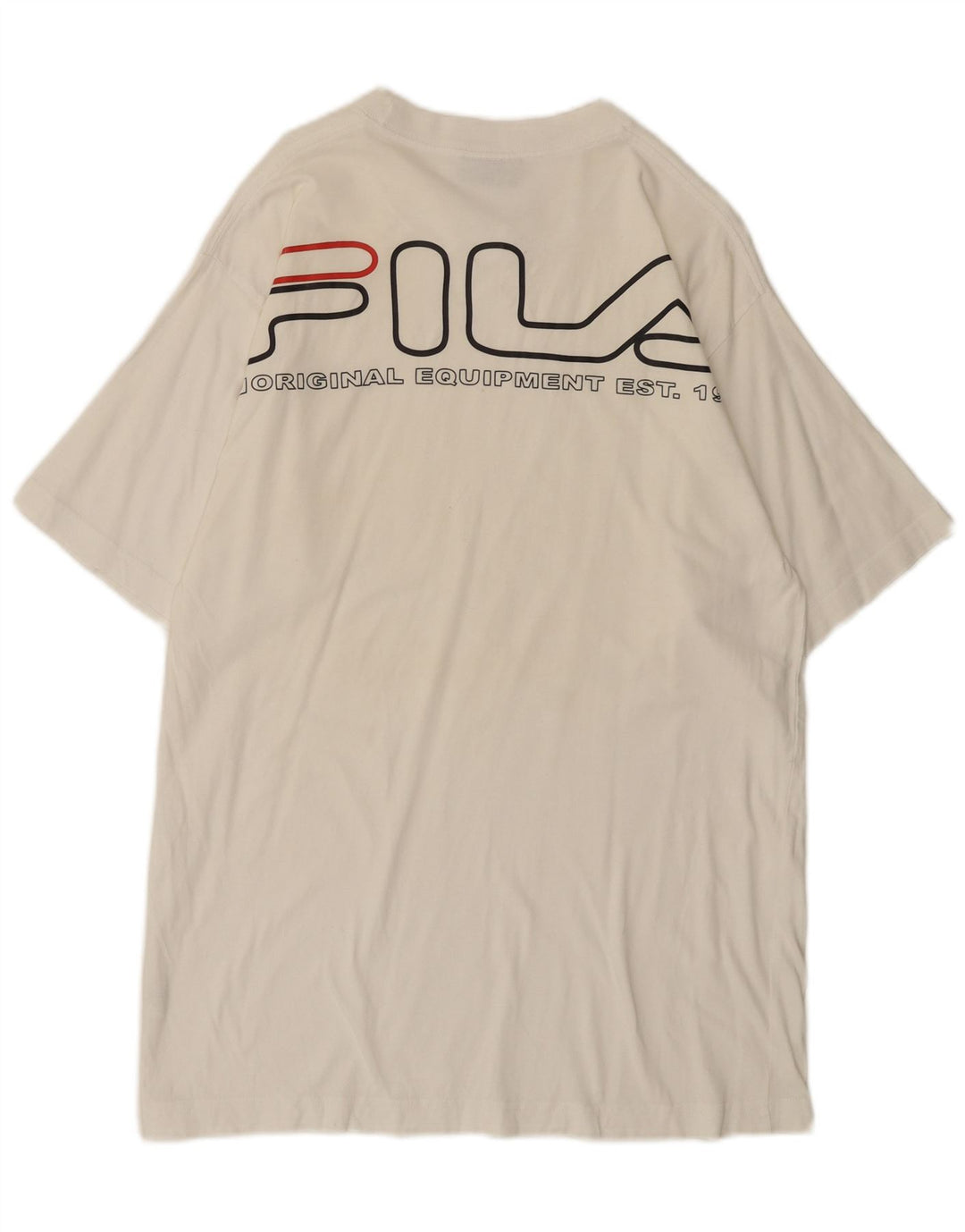 Fila Mens Graphic T-Shirt Top Medium White Cotton