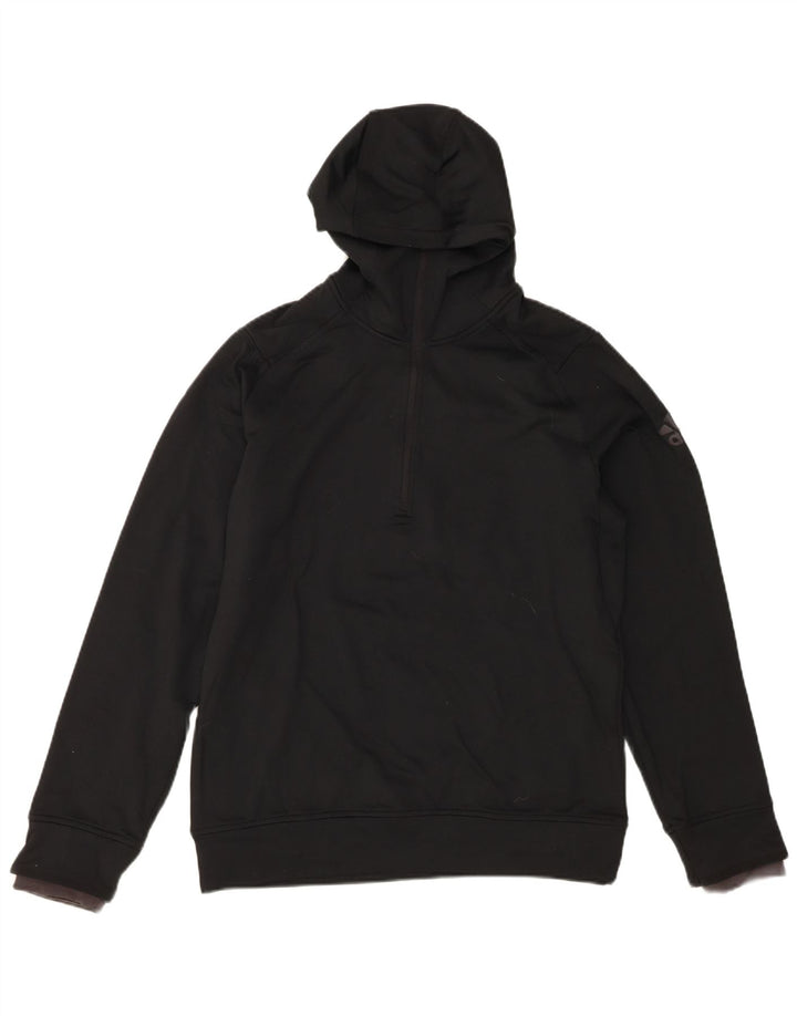 ADIDAS Mens Graphic Zip Neck Hoodie Jumper Medium Black Polyester